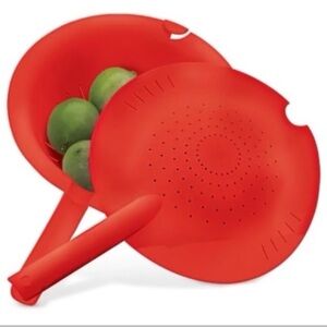 Tupperware NEW DOUBLE COLANDER 2-pc Strainer HEAVY DUTY! RED COLOR